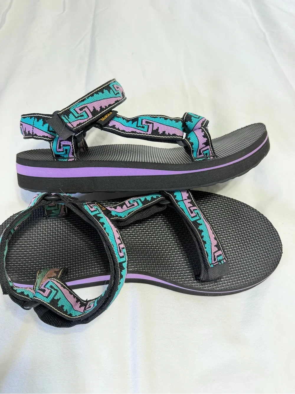 Teva Midform Universal Platform Sandals Womens 9 Black Purple Teal gorpcore